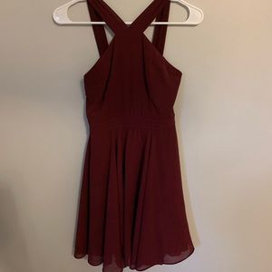 Burgundy skater dress from Lulus